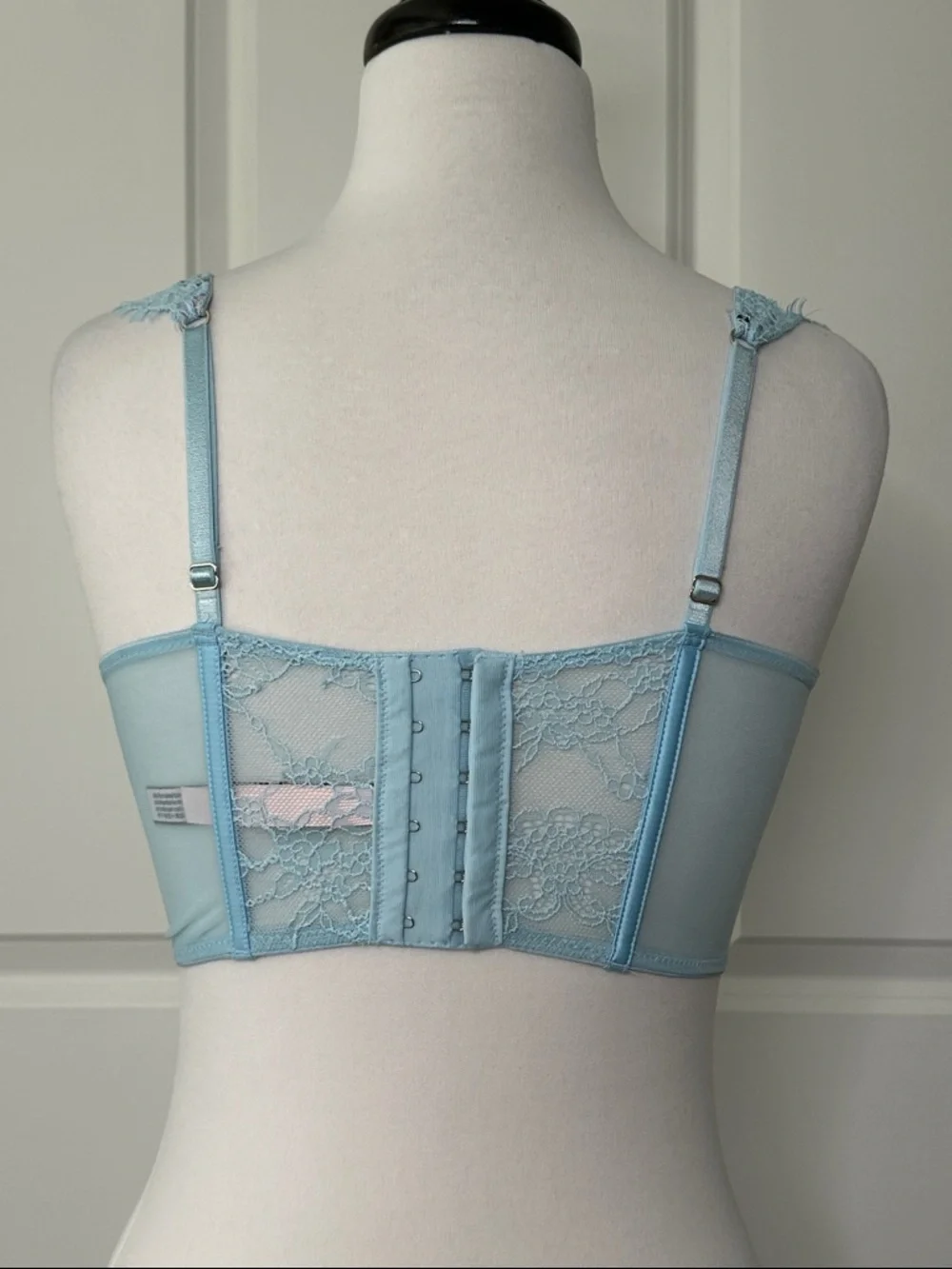 Victoria's Secret Dream Angels Unlined Lace Corset Bra Blue‎ Lemon Size Medium